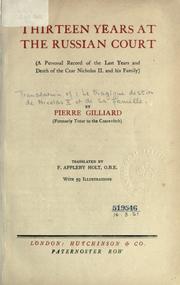 Cover of Treize années à la cour de Russie by Pierre Gilliard