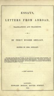 Cover of Essays, letters from abroad, translations and fragments by Percy Bysshe Shelley