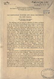 Cover of Old Babylonian business and legal documents by Theophile James Meek