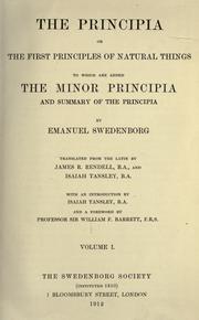 Front cover of The principia, or The first principles of natural things.. by Emanuel Swedenborg