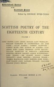 Cover of Scottish poetry of the eighteenth century by George Eyre-Todd