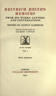 Front cover of Heinrich Heine's memoirs by Heinrich Heine