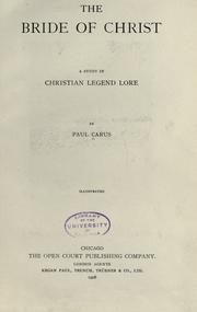Front cover of The bride of Christ by Paul Carus