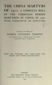 Front cover of The China martyrs of 1900 by Forsyth, Robert Coventry