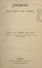 Front cover of Jeremiah, his life and times by T. K. Cheyne