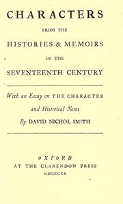 Cover of Characters from the histories & memoirs of the seventeenth century by David Nichol Smith