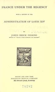 Front cover of France under the regency by James Breck Perkins