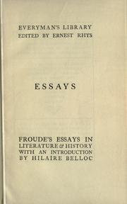 Cover of Essays in literature & history by James Anthony Froude