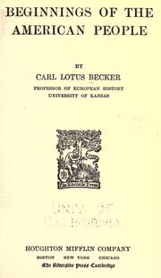 Front cover of Beginnings of the American people by Carl Lotus Becker