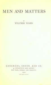 Cover of Men and matters by Wilfrid Philip Ward
