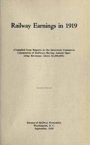 Cover of Railway earnings in 1919 by Bureau of Railway Economics (Washington, D.C.)