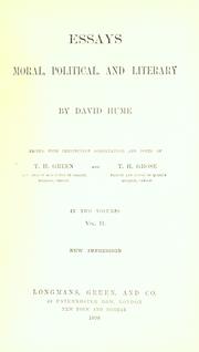 Front cover of Essays moral, political, and literary by David Hume