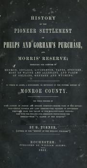 Front cover of History of the pioneer settlement of Phelps and Gorham's purchase, and Morris' reserve by O. Turner