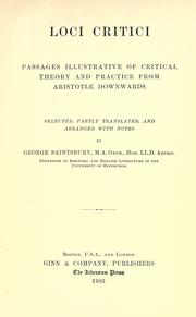 Front cover of Loci critici by Saintsbury, George
