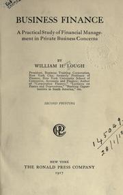 Front cover of Business finance by William Henry Lough