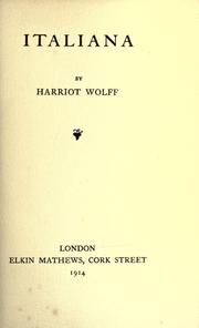 Cover of Italiana by Harriot Wolff