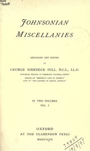Front cover of Johnsonian miscellanies by Hill, George Birkbeck Norman