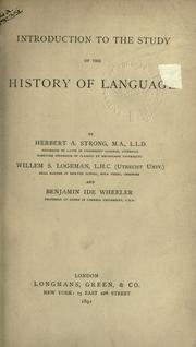 Front cover of Introduction to the study of the history of language by Herbert Augustus Strong