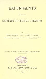 Front cover of Experiments arranged for students in general chemistry by Edgar Fahs Smith