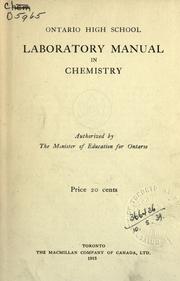 Front cover of Ontario high school laboratory manual in chemistry by Unknown