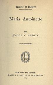 Cover of Maria Antoinette by John S. C. Abbott
