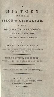 Front cover of A history of the late siege of Gibraltar by Drinkwater, John
