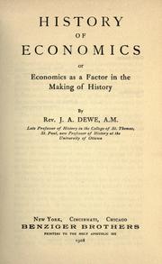 Front cover of History of economics by Joseph Adalbert Dewe