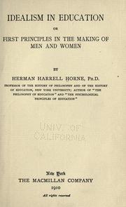 Front cover of Idealism in education by Herman Harrell Horne