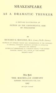 Cover of Shakespeare as a dramatic thinker by Richard Green Moulton