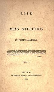 Front cover of Life of Mrs. Siddons by Thomas Campbell