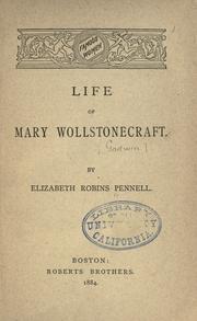 Cover of Life of Mary Wollstonecraft by Elizabeth Robins Pennell