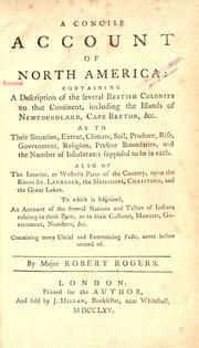 Front cover of A concise account of North America by Robert Rogers