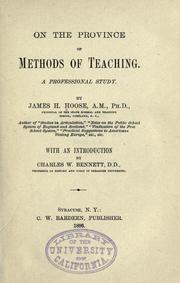 Front cover of On the province of methods of teaching by James H. Hoose