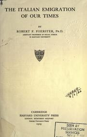 Front cover of The Italian emigration of our times by Robert Franz Foerster