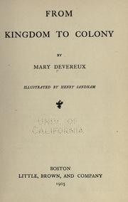 Front cover of From kingdom to colony by Mary Devereux