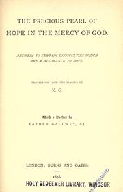 Front cover of The precious pearl of hope in the mercy of God by Father Gallwey