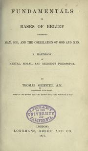 Front cover of Fundamentals or bases of belief by Griffith, Thomas