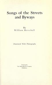 Front cover of Songs of the streets and byways by Herschell, William