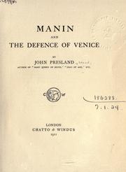 Front cover of Manin and the defence of Venice by Presland, John