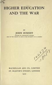 Cover of Higher education and the war by John Burnet