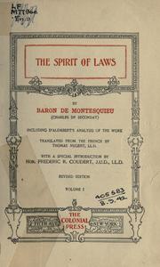 Cover of The spirit of laws, including d'Alembert's analysis of the work by Charles-Louis de Secondat baron de La Brède et de Montesquieu