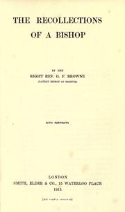 Cover of The recollections of a bishop by Forrest Browne