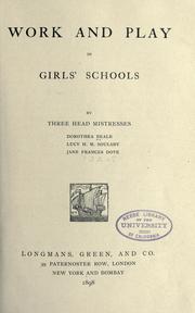 Front cover of Work and play in girls' schools by Dorothea Beale