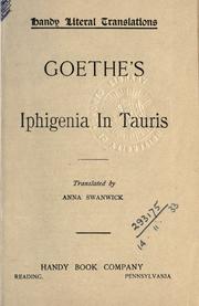 Cover of Iphigenie auf Tauris by Johann Wolfgang von Goethe