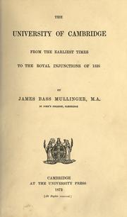 Front cover of The University of Cambridge by J. Bass Mullinger