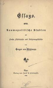 Cover of Essays by Gregor von Glasenapp
