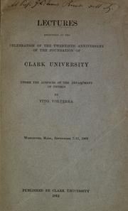 Front cover of Lectures delivered at the celebration of the twentieth anniversary of the foundation of Clark university by Clark University (Worcester, Mass.)