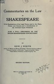 Front cover of Commentaries on the law in Shakespeare by White, Edward J.