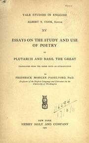 Front cover of Essays on the study and use of poetry by Plutarch and Basil the Great by Frederick Morgan Padelford