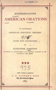 Front cover of Representative American orations to illustrate American political history by Johnston, Alexander